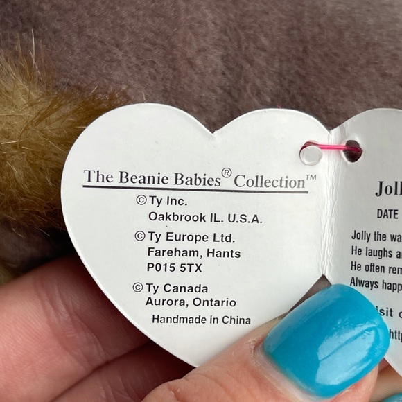 TY Beanie Babie "Jolly" Extremely RARE with Two Tush Tags! Dual US & Canadian - Picture 9 of 12